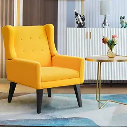 Upholstered Accent Chair,Mid Century Modern Fabric Armchair,Comfy Wingback Chairs for Living Room Bedroom(Yellow)....