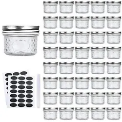 Set Include: Case of 40 mason jars and slilver lids, free 40 chalkboard stickers and one pen for labeling, mark your...