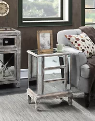 This Convenience Concepts end table features three mirrored drawers with faux crystal rosette knobs that allow plenty...