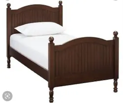pottery barn solid wood twin bed used condition works great.Selling as I’ve gotten a new mattress, that doesn’t fit...