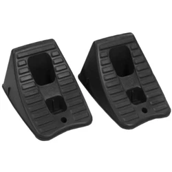 Heavy duty resin construction. Prevents tires from rolling.
