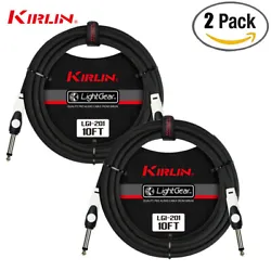 2 PACK Kirlin 10 ft Guitar Instrument Patch Cable Cord Free Cable Tie 1/4