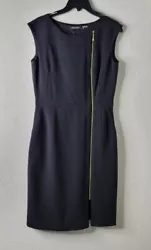 Ellen Tracy Womens 4 Black Gold zipper trim Sheath Dress Career, Cocktail NWT. Approximate measurements above in pics...