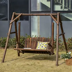 Add a touch of rustic country charm to your outdoor space with this 2 person loveseat chair swing from Outsunny! This...