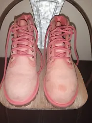 Pre-owned youth girls pink timberland boots size 1