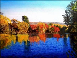 The painting is created using oil paints on a 24 x 18 x 5/8