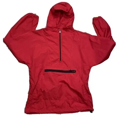 Very good used condition. Has pouch and hand warmer pocket. Also has drawstring. Color is bright and vibrant. Back of...
