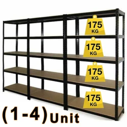 4/5 Tier Garage Shelves Shelving Unit Racking Boltless Heavy Duty Storage Shelf. The gourd hole design allows assembly...
