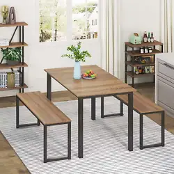 [3-Piece Dining Table Set Design]: 3-Piece dining table set is ideal for your kitchen/dining room, the benches fit...