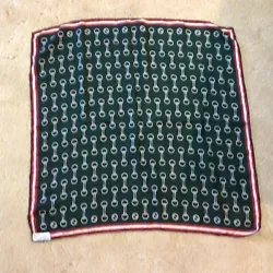 Vtg Gucci A Norma Della Legge 883 Dell 26.11.73 26x26 Scarf. Scarf has bleeding. Please study photos and zoom in to see...