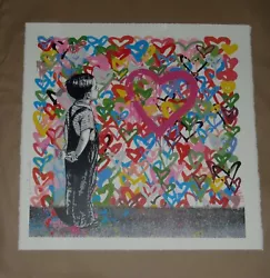 Up for sale is arare 2016 silkscreen art print by artist Mr. Brainwash titledWith All My Love. The print is signed and...