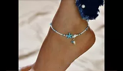 Sparkling starfish beaded anklet. Perfect for the beach..