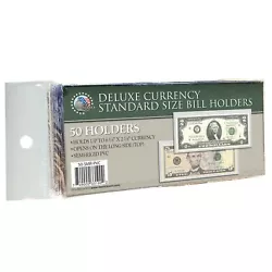 DELUXE CURRENCY SEMI-RIGID HOLDER - REGULAR BILL. Holds regular US Currency (6-3/8