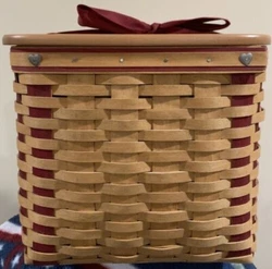 Longaberger Sweetheart Large Sweetest Gift Basket Combo w Lid Ribbon Tie on and Protector.