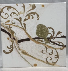 Original Acrylic Pour Painting Hand PaintedMetallic GoldGold Glitter Iridescent Glitter BrownWhite 8x8Wrapped Canvas...