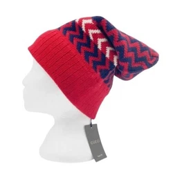 GUCCI Wool Zigzag Beanie Hat. This stylish cap is crafted 100% wool, and features a zigzag pattern throughout. Zig zag...