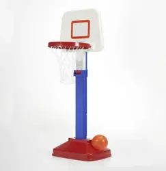 Durable backboard with a breakaway rim. Perfect for little Jordans and Byrds in the making. Inflatable basketball...