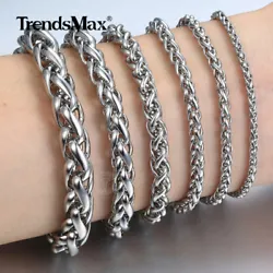 Width: 3/3.5/4/6/8/10mm. 1x Bracelet. Material: Stainless Steel. Clasp TypeLobster. MaterialStainless Steel. Chain...