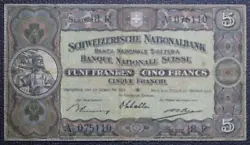 Ce billet Suisse de 5 Francs du 22/10/1936. Billet en état de circulation. Et noubliez pas de majouter à votre liste...