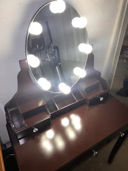 Brown Makeup Vanity Table Set with 10 Lights Mirror and 5 Drawers Dressing Desk. Great condition!