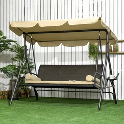 Outsunnys outdoor patio swing is a stand-alone solution that includes its own base. Its equipped with a seat cushion...