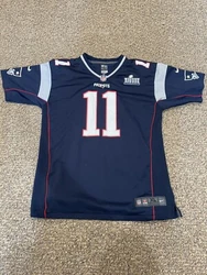 New England Patriots Julian Edelman 11 Super Bowl LIII 53 Nike Jersey Youth XL. Condition is Used. Shipped with USPS...