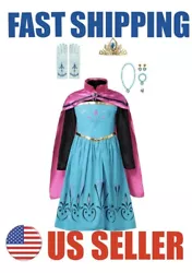 Full length queen Elsa coronation inspired dress featuring mandarin collar, embroidered velour neckline and bodice,...