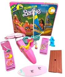Vintage 1987 Island Fun Barbie Surf Set No. 7948 Near Complete + Box + Extras Arco Mattel. 35 PIECES! Many extras!...