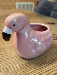 New Mini Ceramic Animal Planter Pot Frazer the Flamingo.