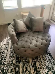 This beautiful velvet chair is super comfortable. It’s oversized, more like a chair and a half. It has a low profile...