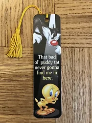 Vintage 1997 Looney Tunes Tweety Bird Sylvester That Bad ‘Ol Putty Tat Never Gunna Find Me In Here Bookmark
