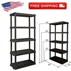 Heavy-duty molded plastic resin shelves hold up to 150 lbs (68 kg) per shelve and will not rust, dent, stain, or peel....