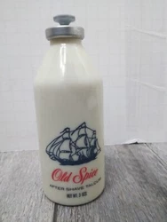 Vintage Old Spice After Shave Talcum Bottle 3 oz Glass Shulton, 90%-full
