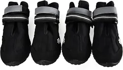 Includes 4 black polyester dog boots; waterproof and bite resistant strength. Reflective material for enhanced...