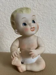 Vintage Napco N3686 Blonde Baby In Diaper 3 1/2” Tall. In good condition