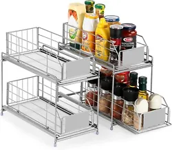 Sliding Basket Organizer: Two tier pull-out storage basket can maximize the cabinet space under the sink to help...