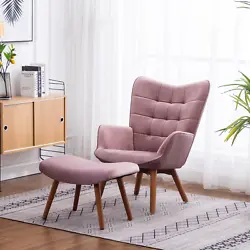 Leiria Contemporary Silky Velvet Tufted Accent Chair with Ottoman, Mauve Product Details Button-tufted accents make the...