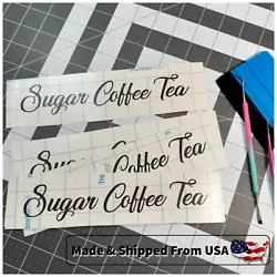 Sugar Coffee Tea Jar Canister Labels Stickers Vinyl Decals. Set of 3 Oracal 651 adhesive vinyl labels stickers decals...