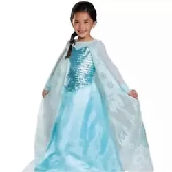 Girls Frozen Elsa Deluxe Exclusive Halloween Costume Dress.Girls Size M 7-8Good preowned condition. The hook at back of...