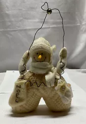 Russ Berrie Snowman beanbag w hanger Judy Lynn Collection. A little wear . Beanbag is just in bottom of legs , (Z2)