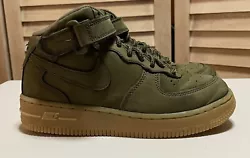NIKE AIR Force 1 Mid WB Olive Gum Youth Pre School Size 1Y AH0756-202. Great quality. No rips or scuffs. Minimal signs...