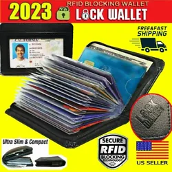 Lock RFID Wallet Slim Credit Cards holder Leather Secure Blocking Wallet. Lock money and card wallet provide you with a...