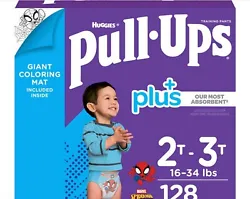 Huggies Pull-Ups Plus Training Pants For Boys Size 2T-3T - 128 Ct Spider-Man❤️.  Brand new in box sealed.  128ct...