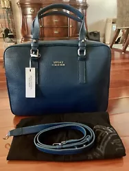 Authentic Brand New! Versace Collection Leather Bag with Silver Hardware. Pretty Blue! It can be carried as Shoulder...