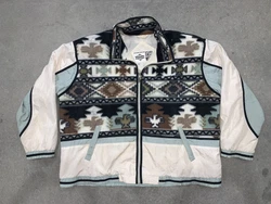Vintage 90s East West Fleece Jacket Aztec Western Full Zip Size 2XL Mens.
