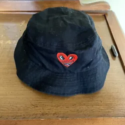 Keith Haring Cotton Bucket Hat Black With Red Heart Monster Ripple Junction EUCAGB