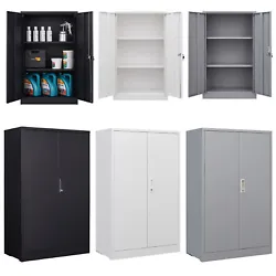 【High Quality Material】. 【Large Capacity】. This double door storage cabinet has 2 adjustable shelves that can...