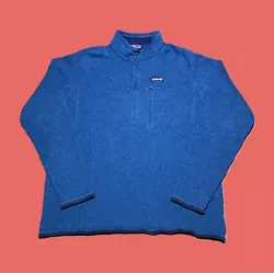 Vintage 2000s Patagonia Small Rainbow Logo Sky Blue 1/4 Zip Better SweaterMens size XL or extra large but may fit...