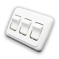 White ~ RV ~ Triple gang, 12 volt light switch Free Shipping Ships Same Or Next Business Day ---1 White switch Base and...
