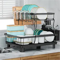 Dish Drying Rack with Drainboard Detachable 2-Tier Dish Rack Drainer Organizer Set. 【Fast Drainage System】 The dish...